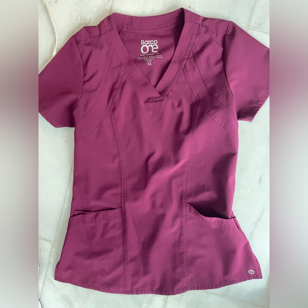 Barco Uniforms Wine Scrub Top XS